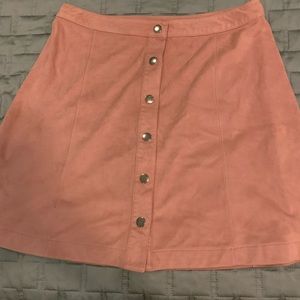 Pink Faux Suede Skirt